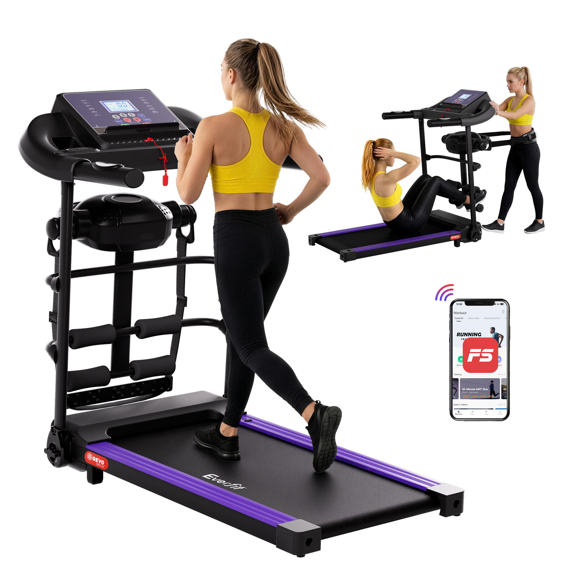 Everfit Fitness Treadmill 400mm Belt with Massager Function