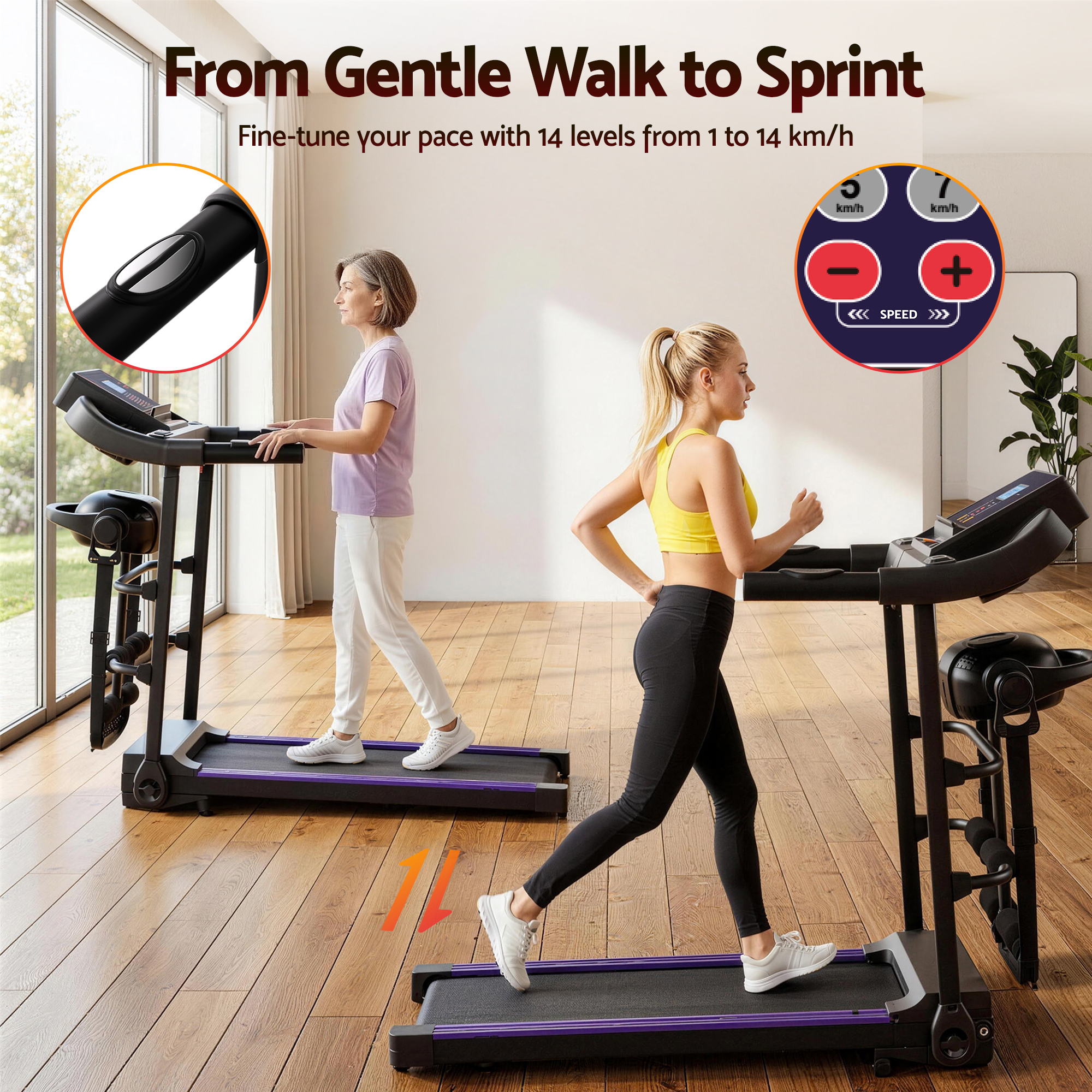 Everfit Fitness Treadmill 400mm Belt with Massager Function view 5