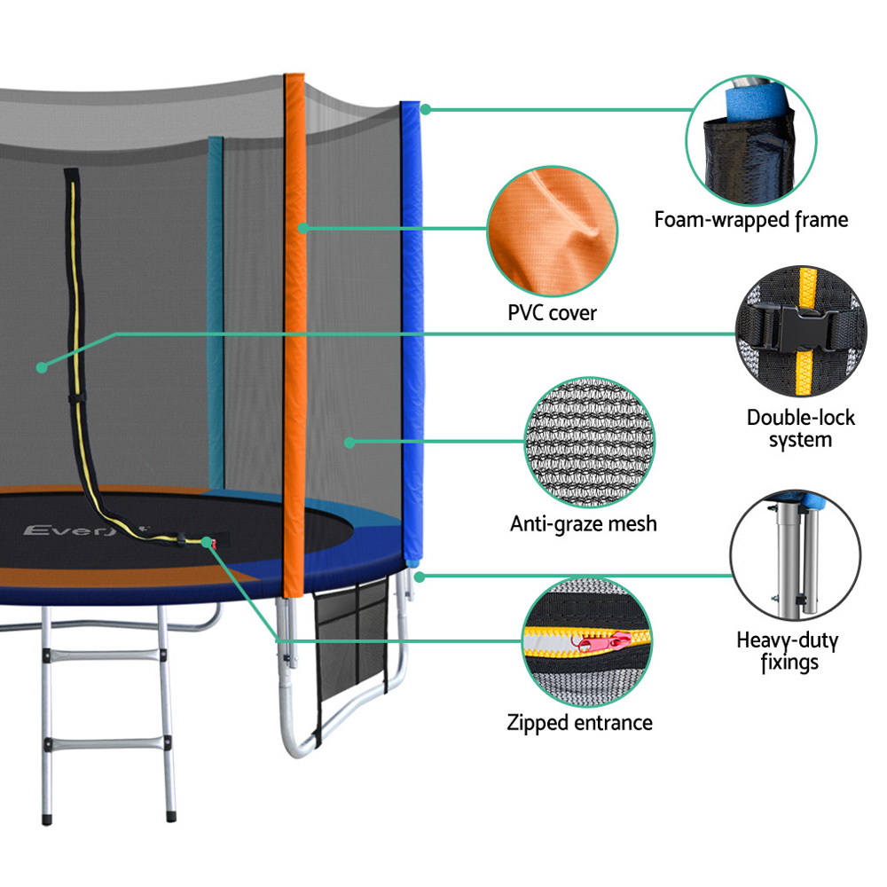 Everfit Kids Trampoline with Ladder and Safety Net, 8-12FT view 4