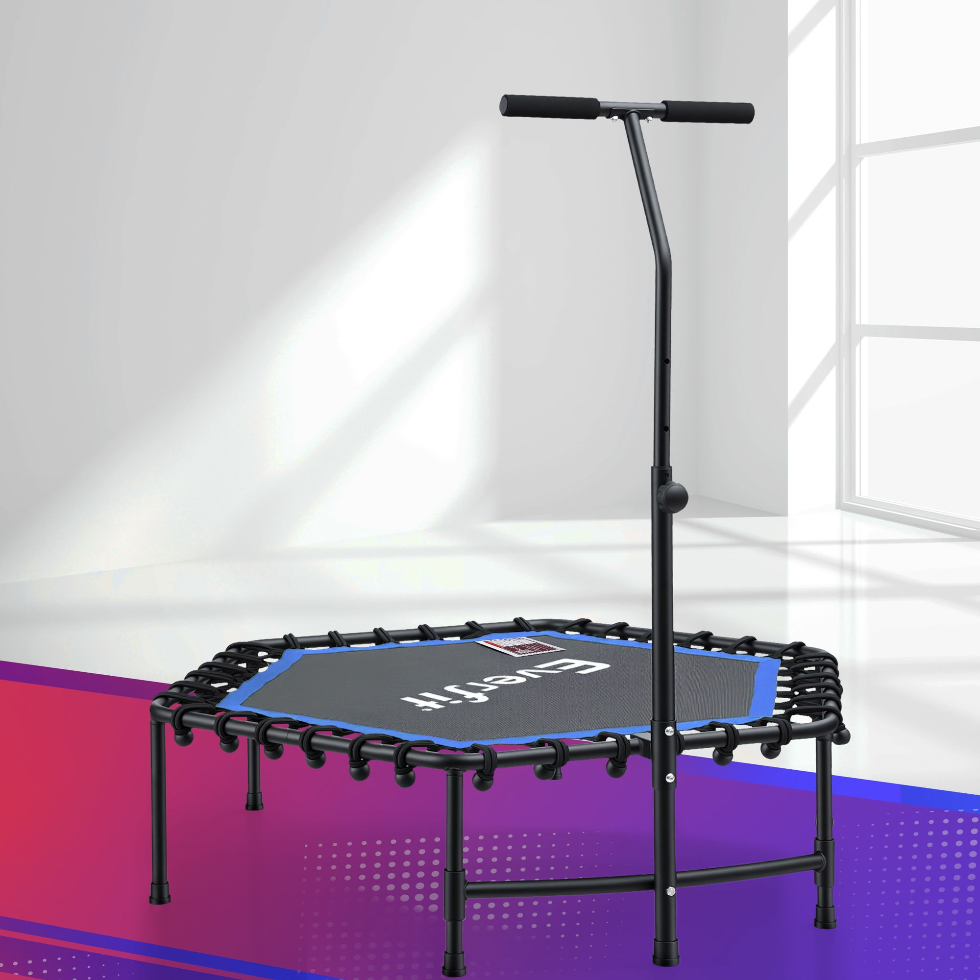 Everfit 48-Inch Hexagon Fitness Trampoline with Handrail