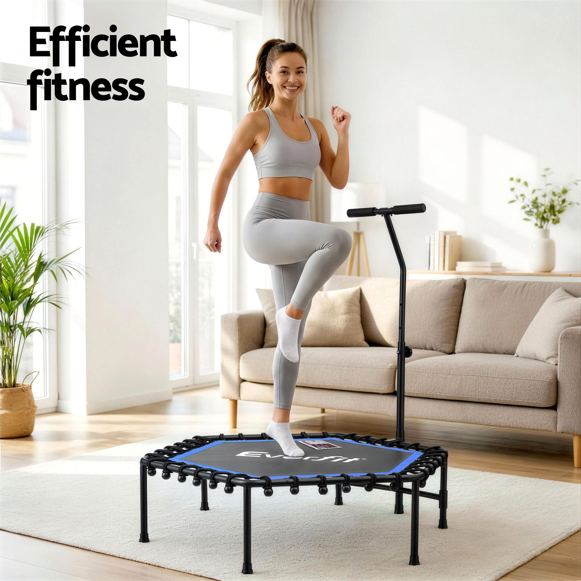 Everfit 48-Inch Hexagon Fitness Trampoline with Handrail view 4