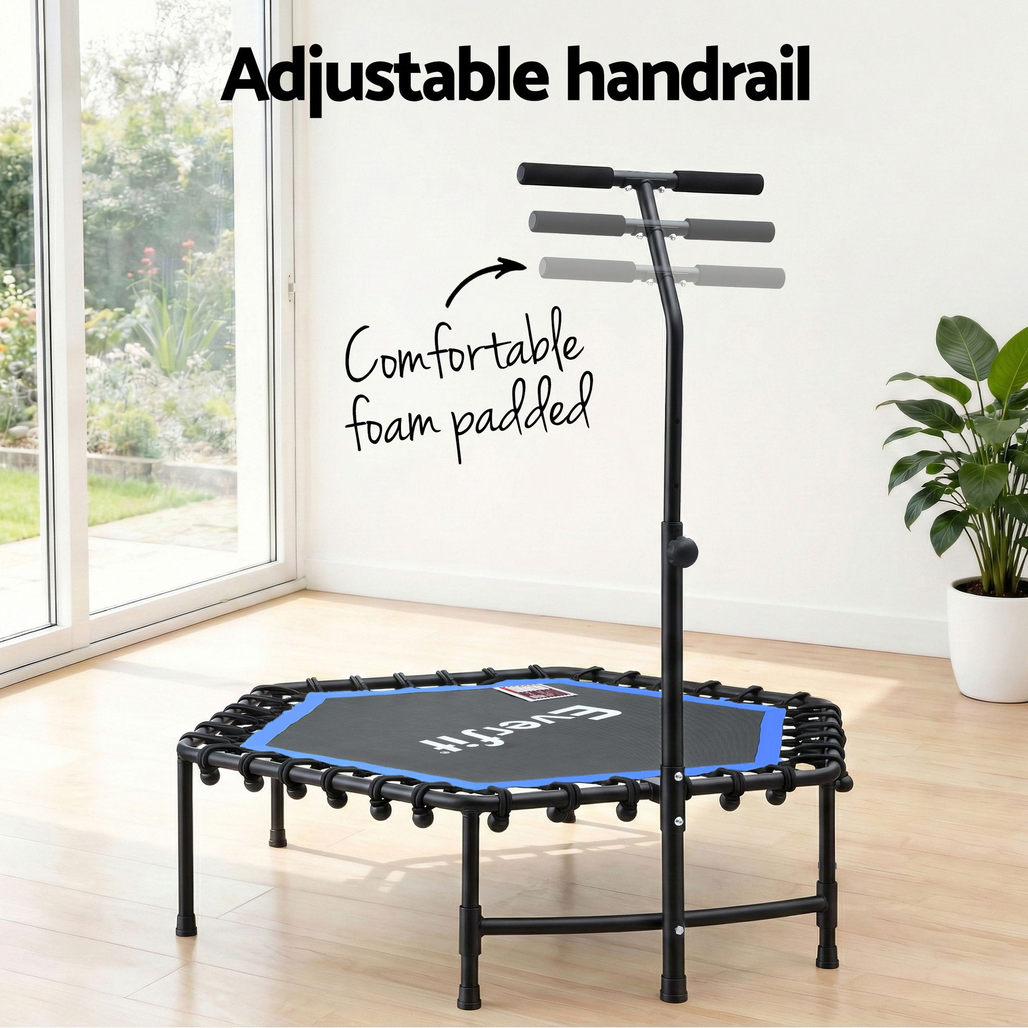 Everfit 48-Inch Hexagon Fitness Trampoline with Handrail view 5