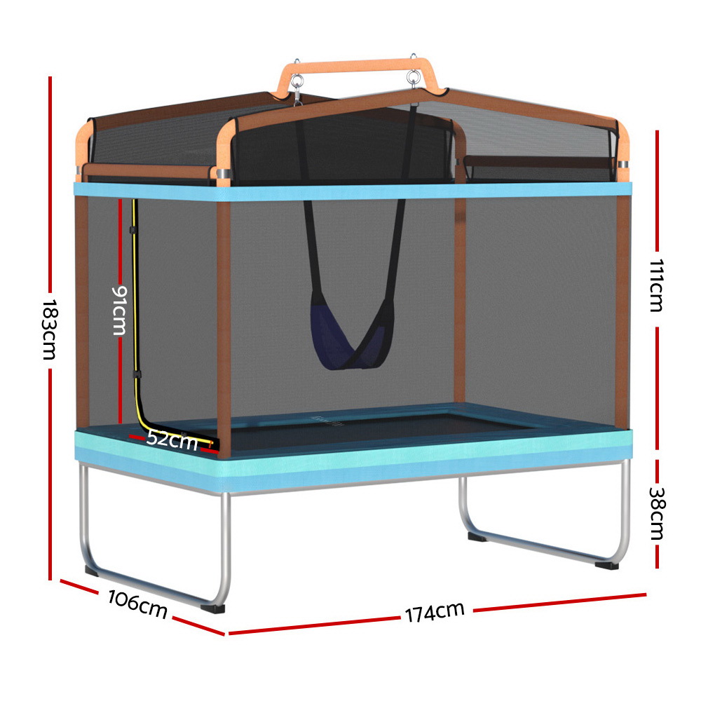 Everfit 6FT Rectangle Trampoline for Kids with Swing view 2