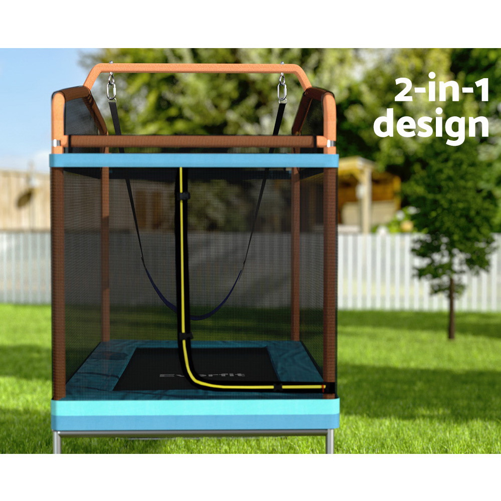 Everfit 6FT Rectangle Trampoline for Kids with Swing view 4