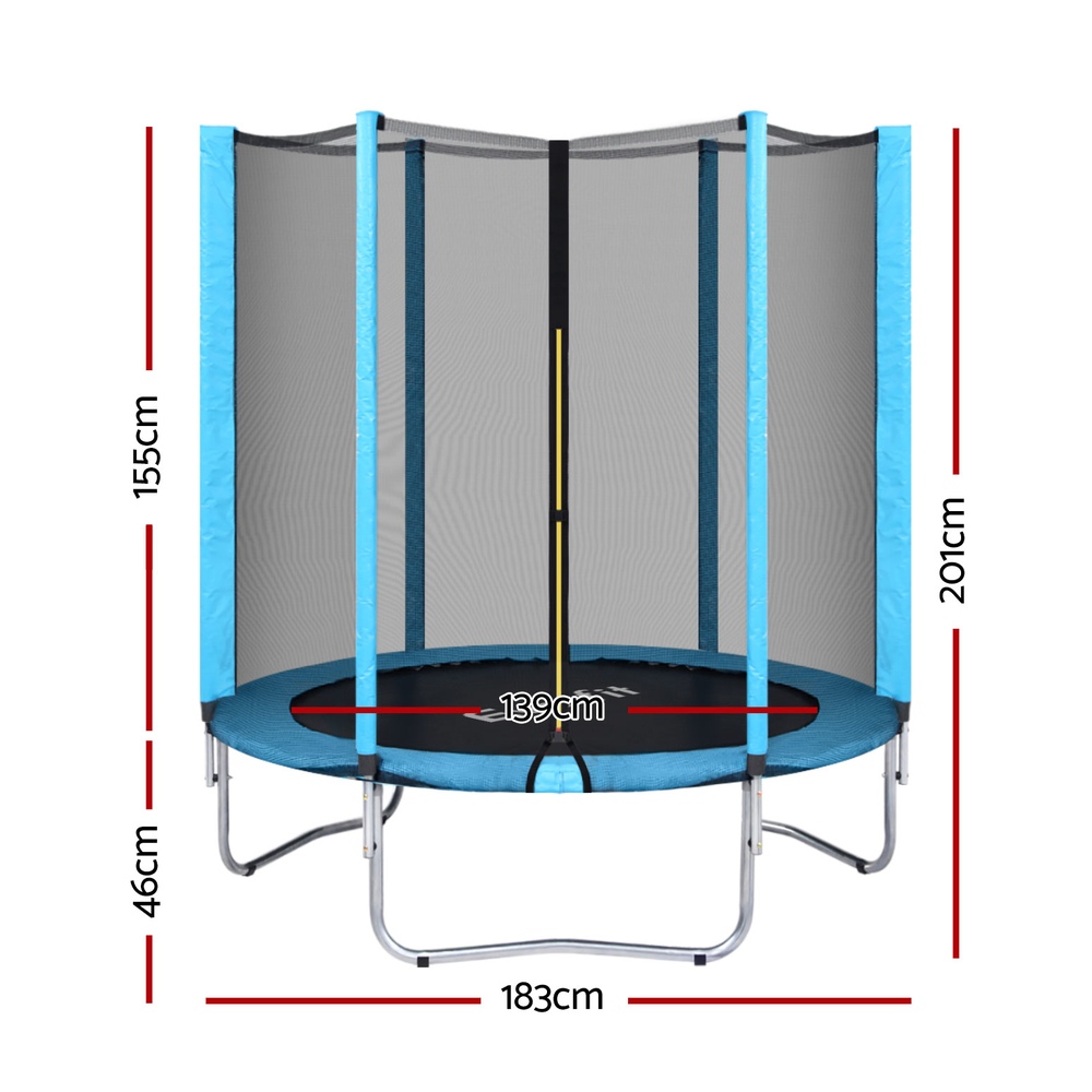Everfit 6FT Trampoline with Safety Net for Kids, Blue view 2