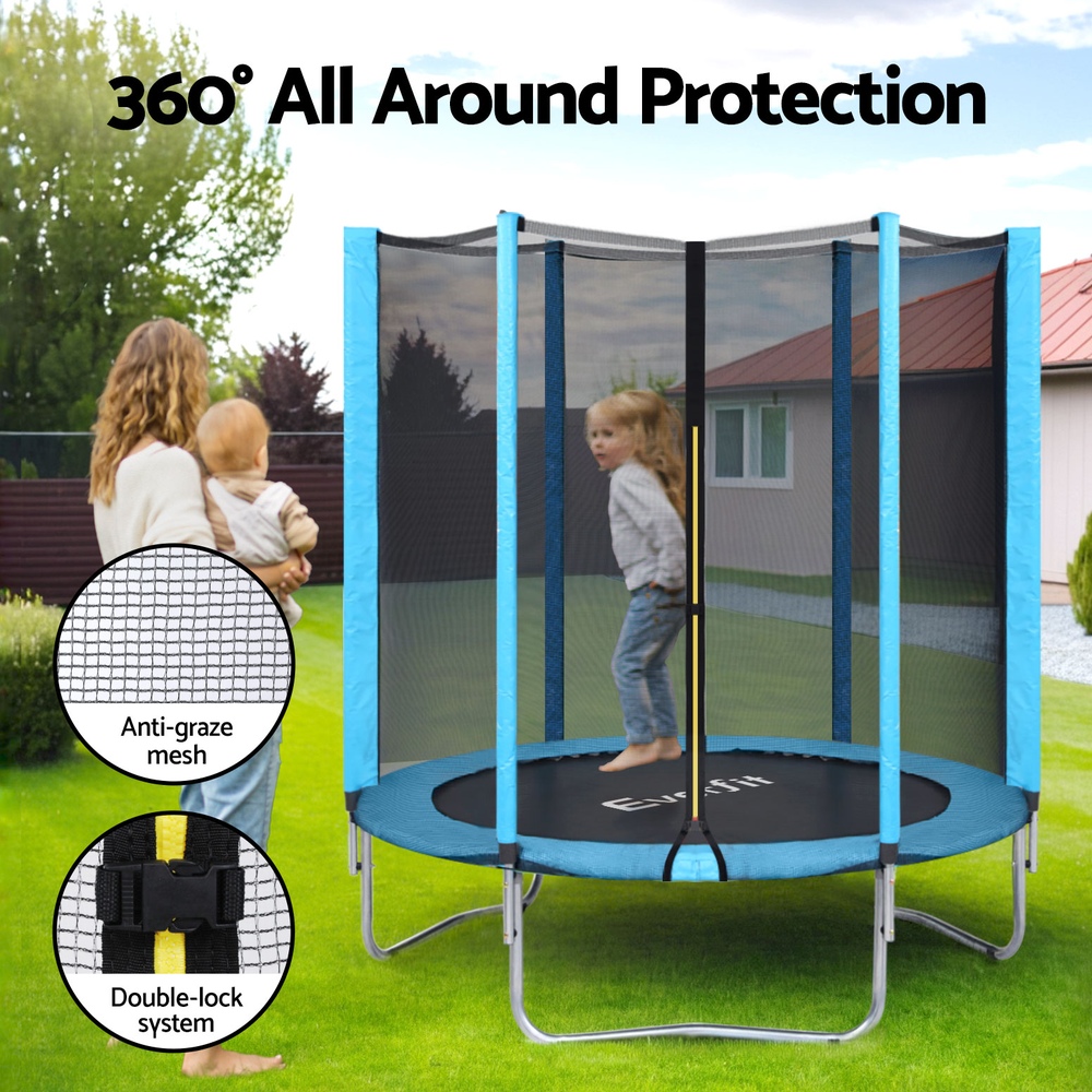 Everfit 6FT Trampoline with Safety Net for Kids, Blue view 4