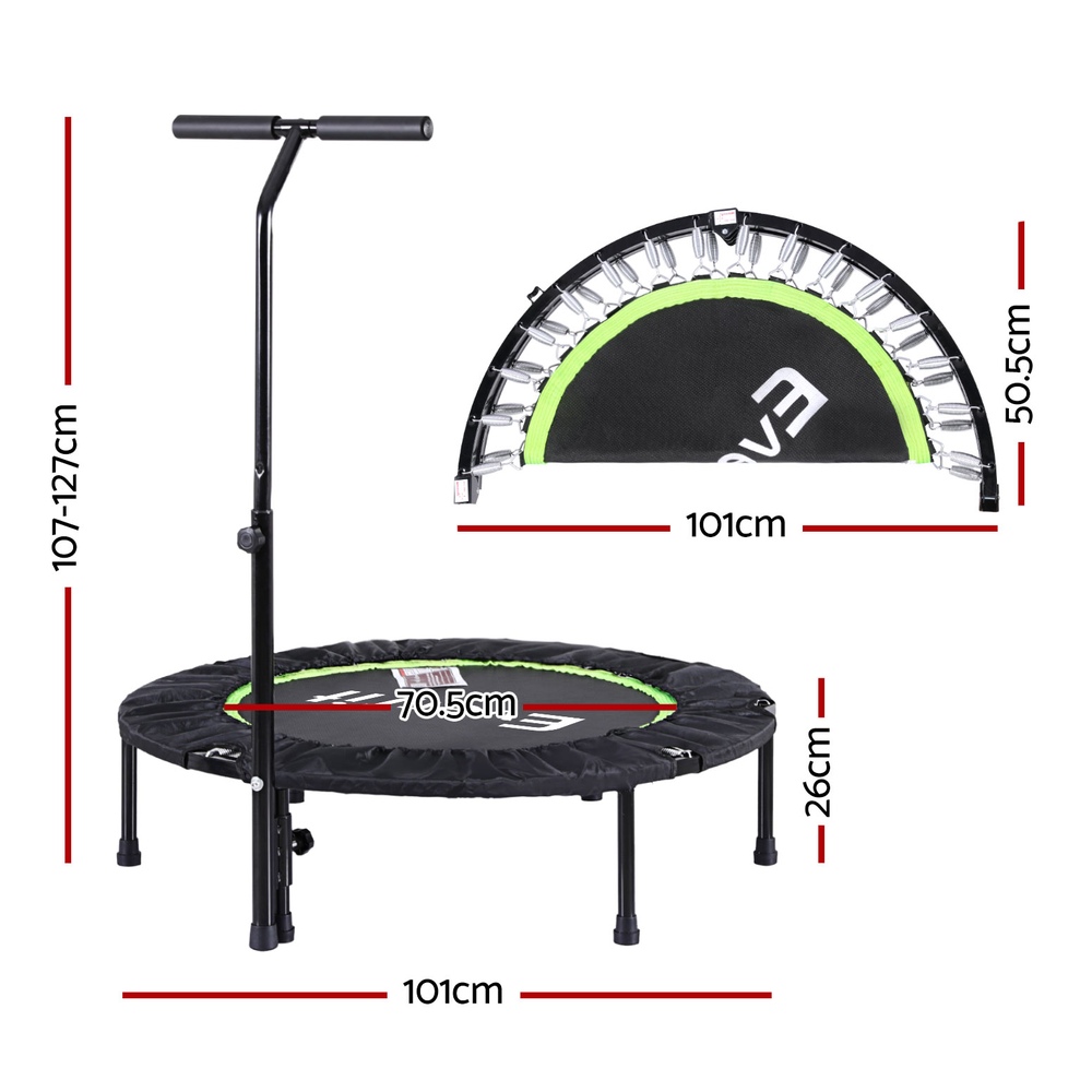 Everfit Foldable Fitness Trampoline with Handrail, 40-48in view 2