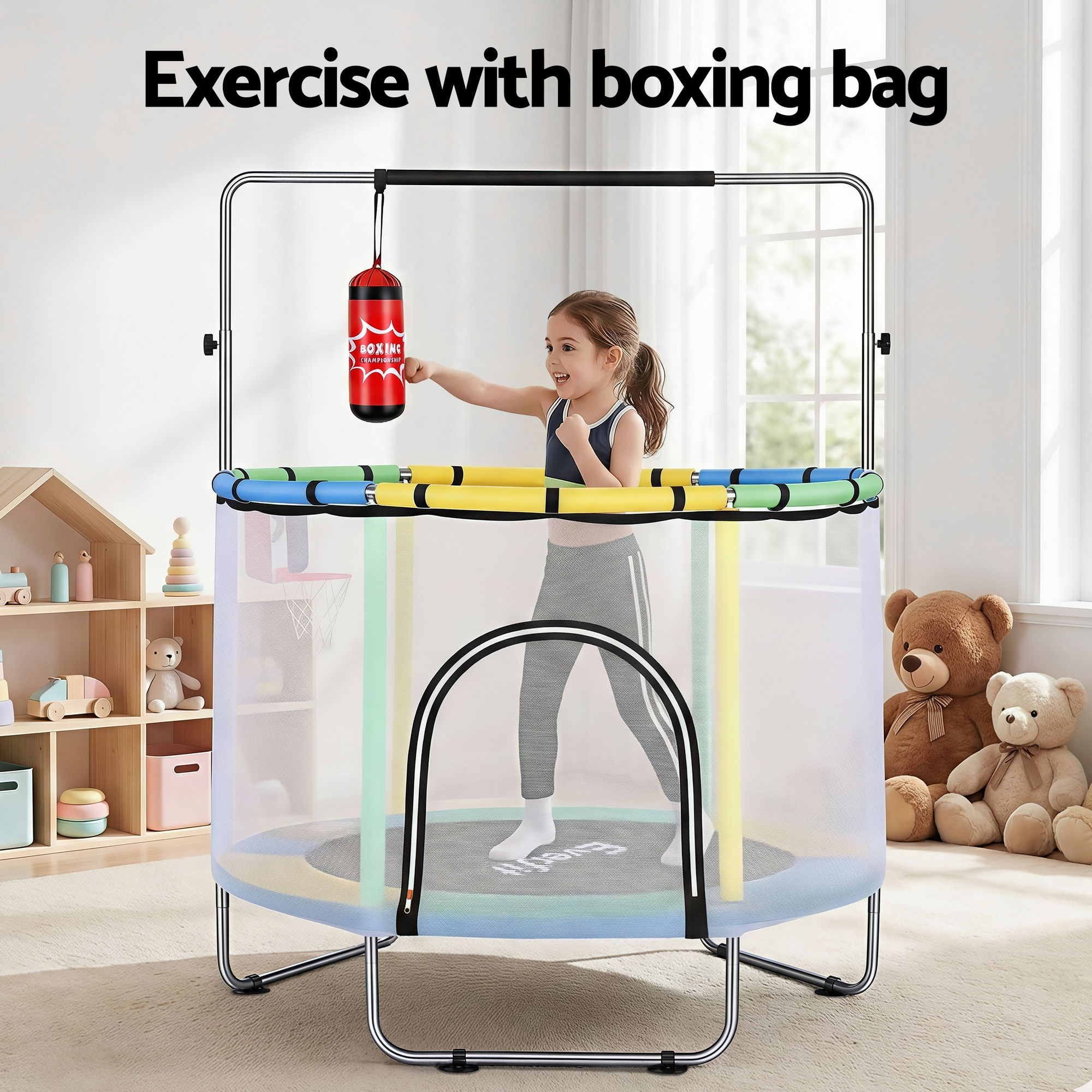 Everfit 55-Inch Trampoline Kids Rebounder with Basketball Set view 5