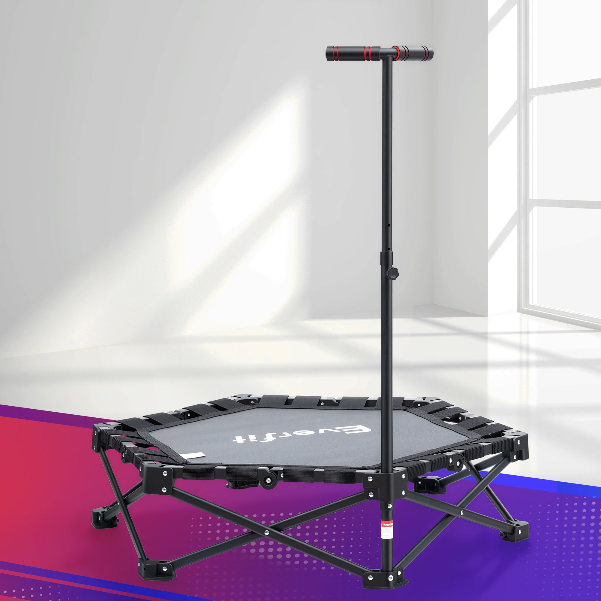 Everfit Foldable Trampoline Rebounder with Adjustable Handle