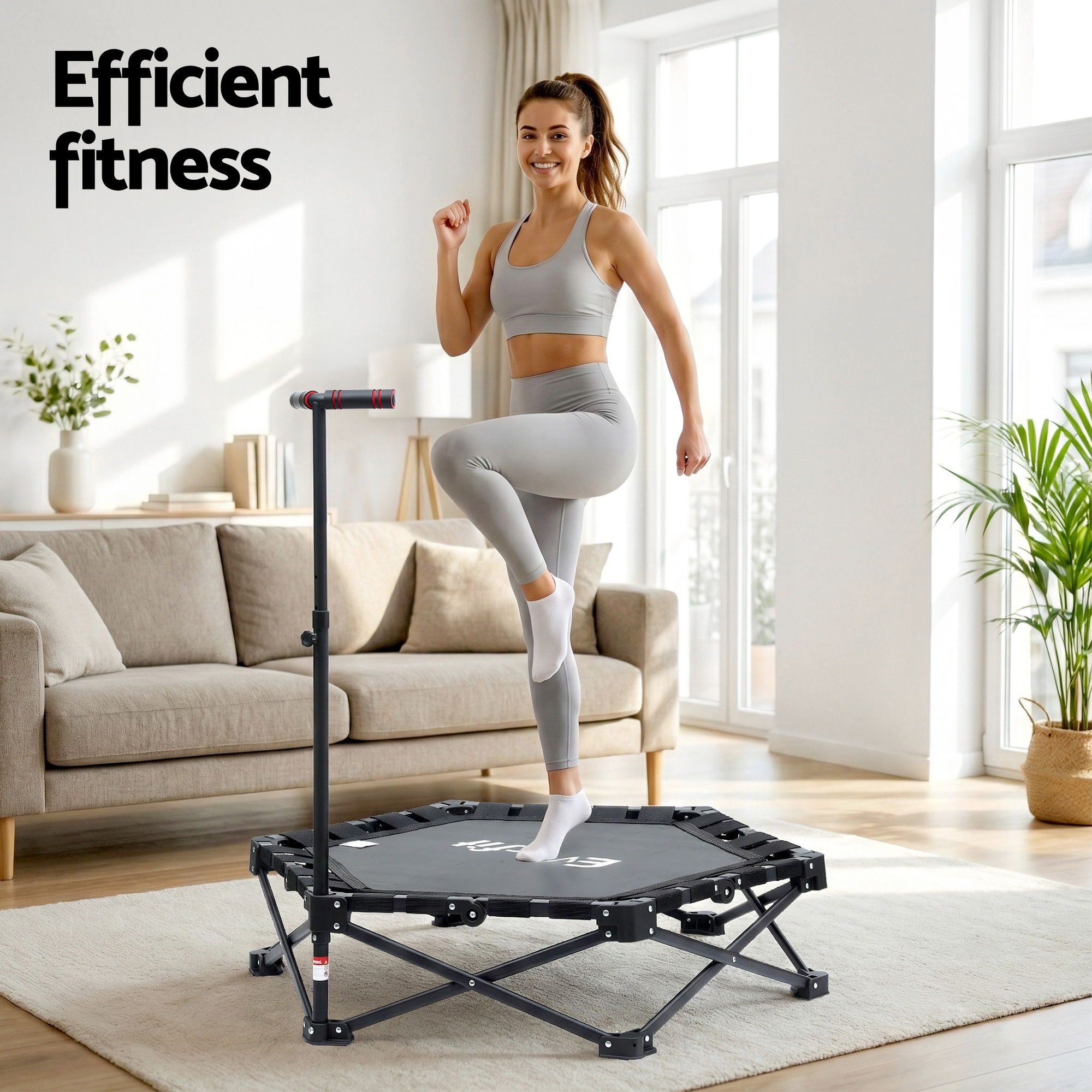 Everfit Foldable Trampoline Rebounder with Adjustable Handle view 4