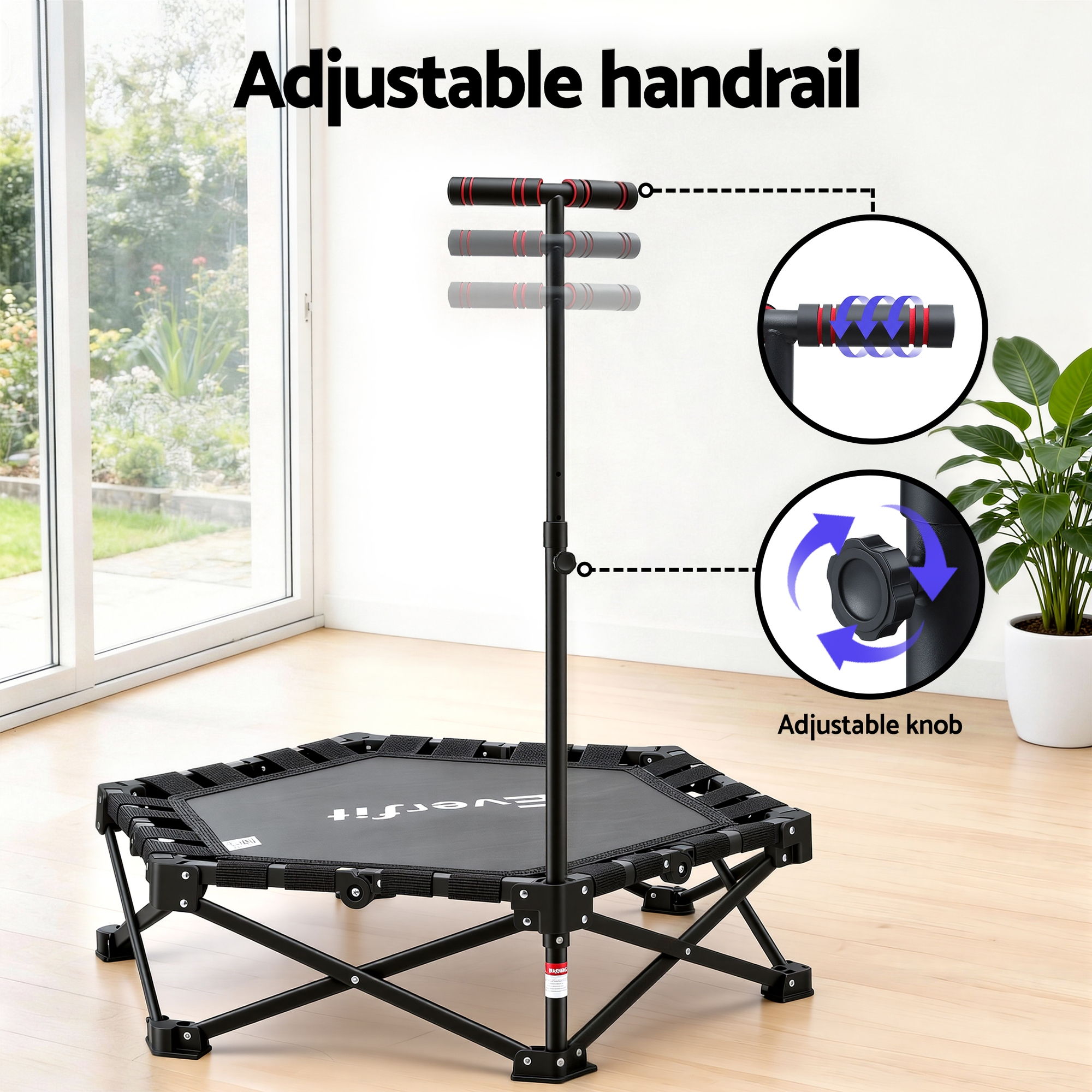 Everfit Foldable Trampoline Rebounder with Adjustable Handle view 5