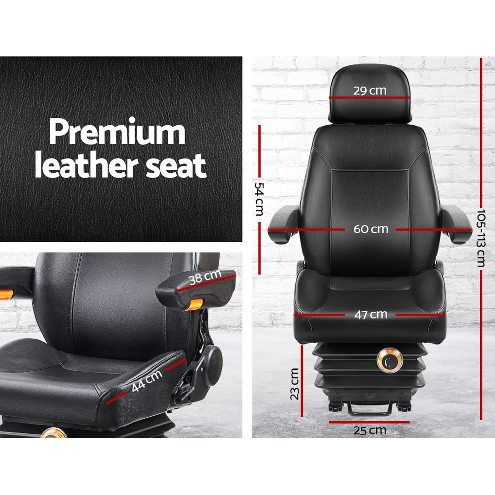 Giantz Tractor Seat with Headrest and Foldable Armrest view 2