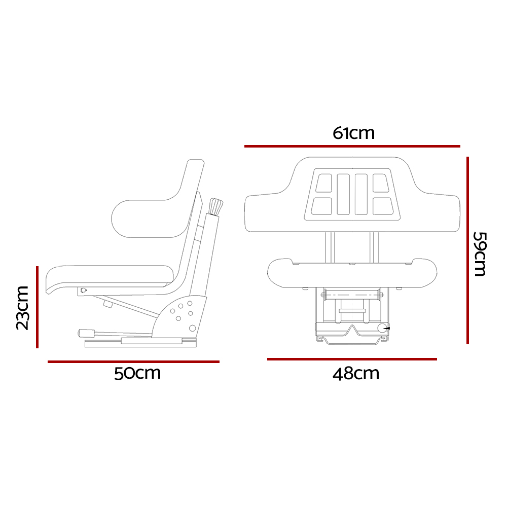 Giantz Universal Tractor Seat with Adjustable Suspension view 2