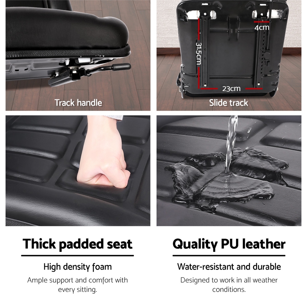 Giantz Tractor Seat Universal with Backrest, PU view 5