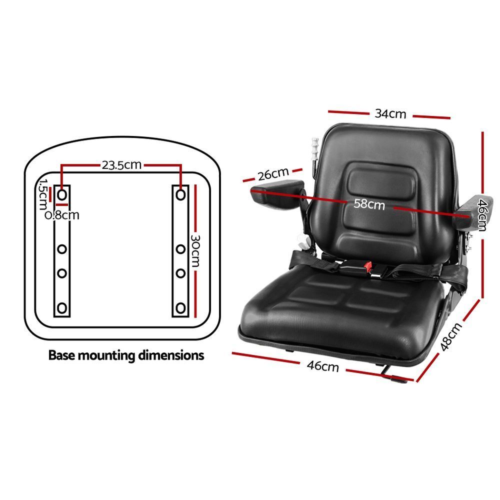 Giantz Tractor Seat with Suspension and Armrests view 2