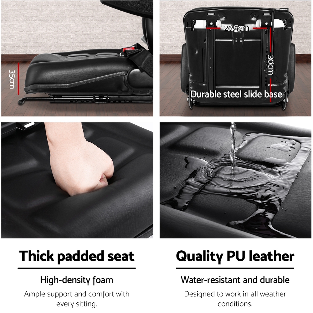 Giantz Tractor Seat with Suspension and Armrests view 5