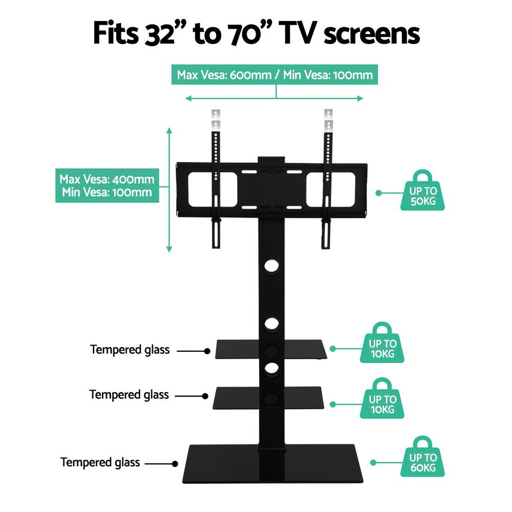 Artiss TV Stand Mount Bracket 32-70in LED 3 Tier Shelf view 5