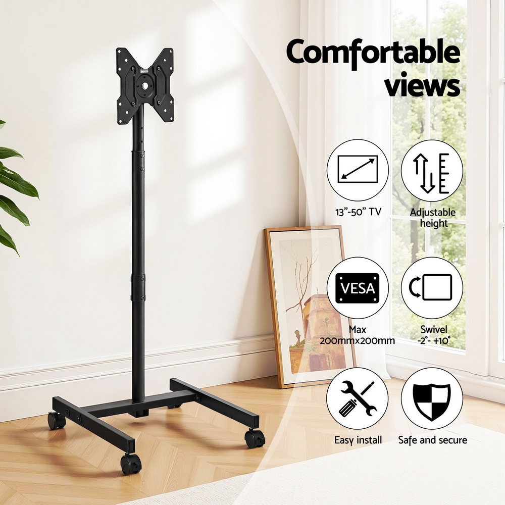 Artiss TV Stand 13-50in Mobile Adjustable Height with Wheels view 5