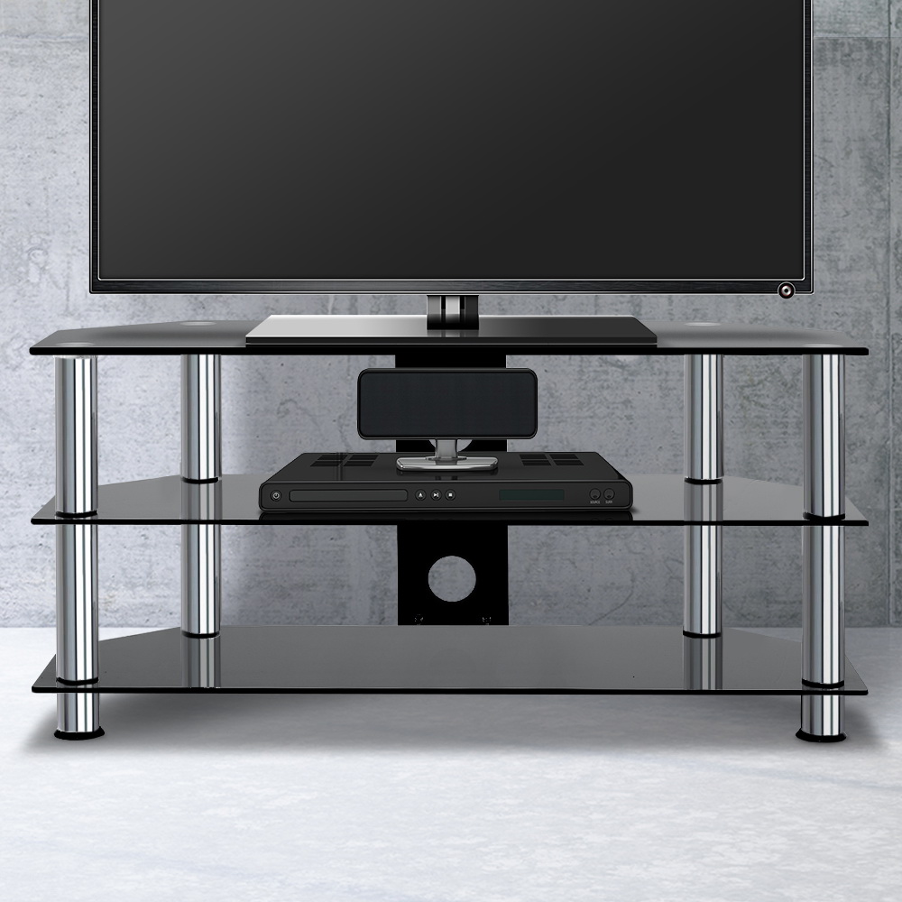 Artiss TV Stand 3 Tier Tempered Glass Storage Shelf