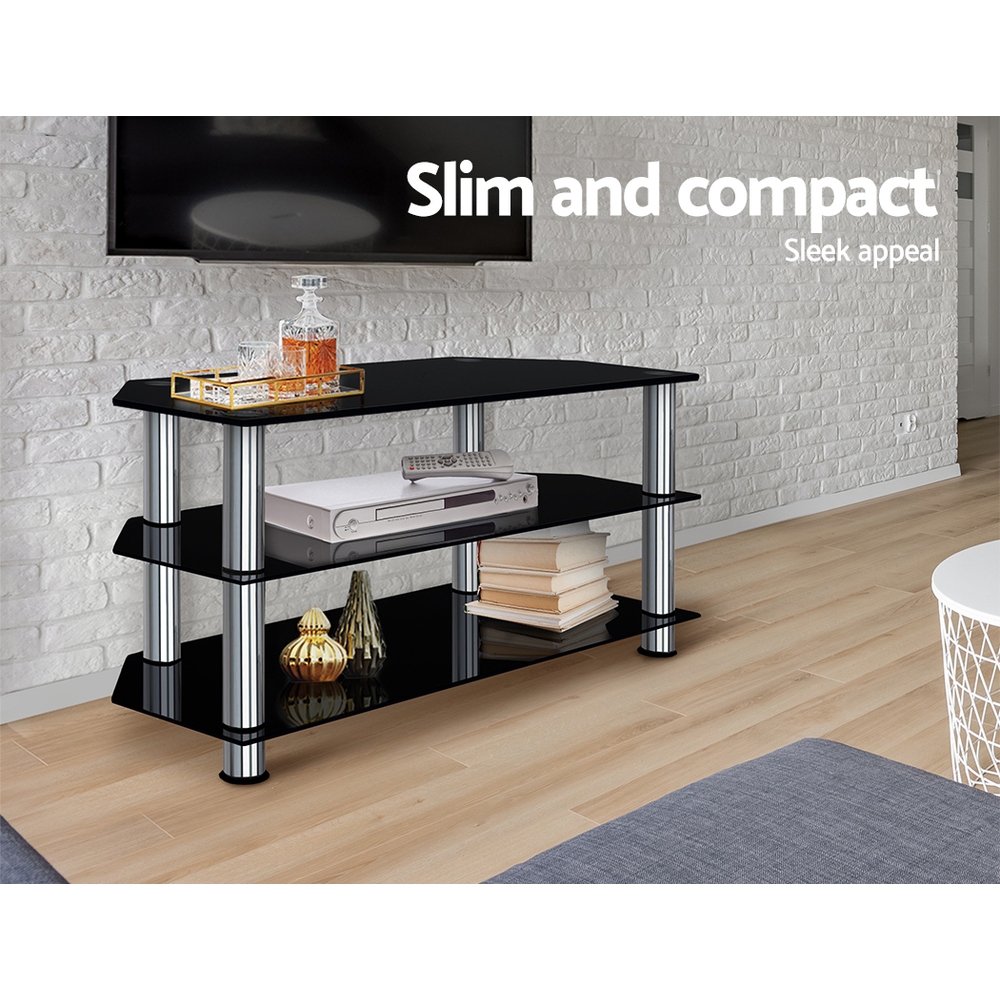 Artiss TV Stand 3 Tier Tempered Glass Storage Shelf view 5