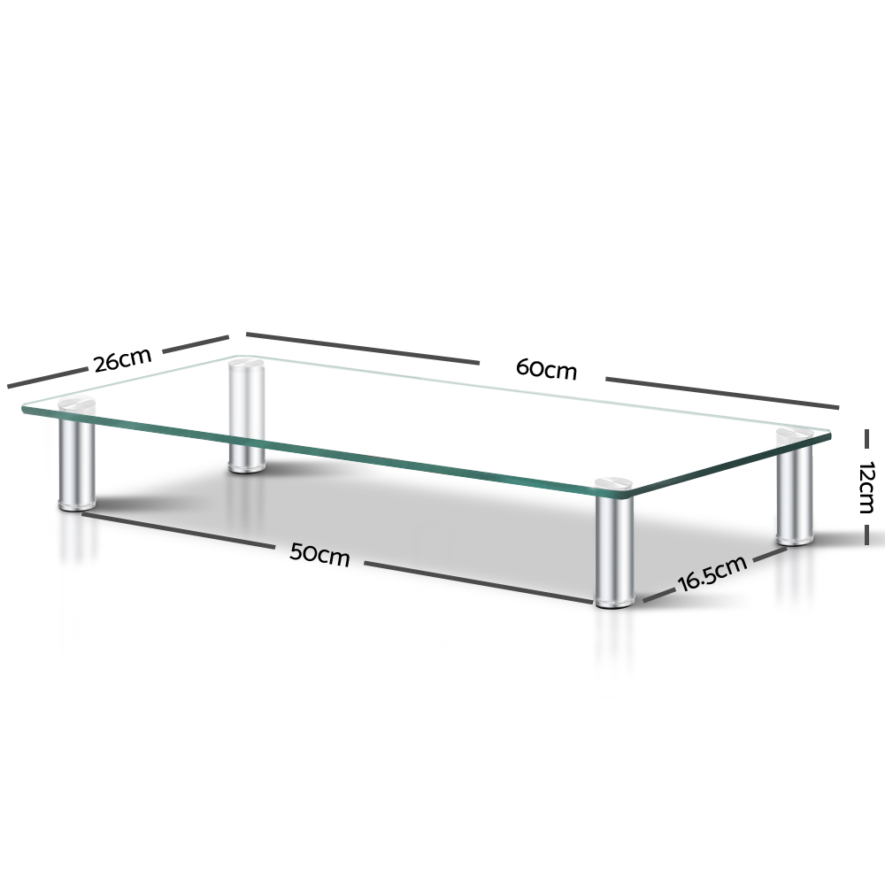 Artiss Tempered Glass Monitor Stand Riser Shelf view 2