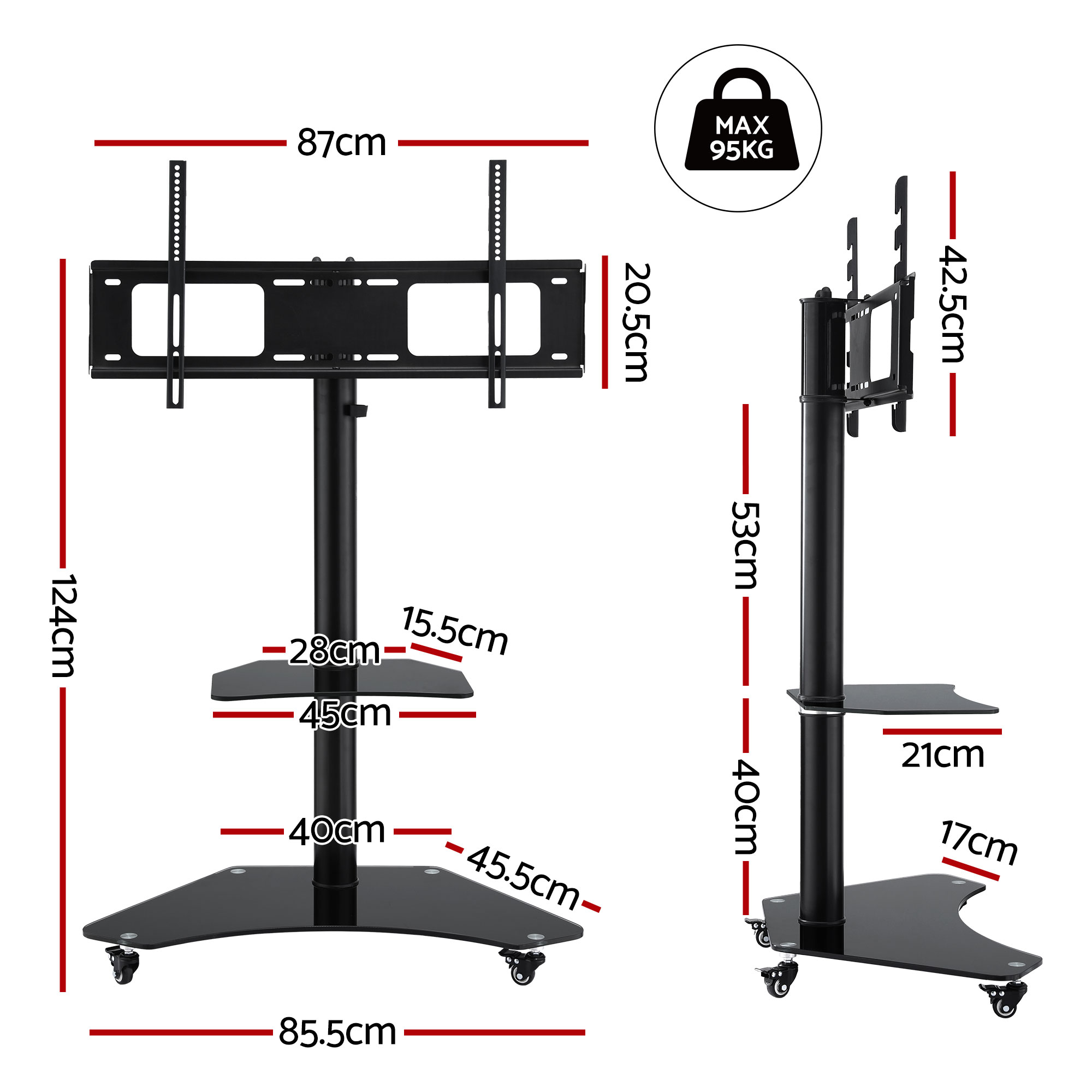Artiss 40-100 Inch TV Stand Mount Bracket with Wheels view 4