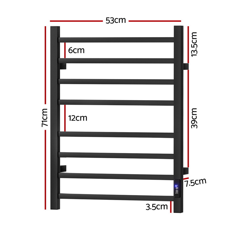 Devanti Heated Towel Rail 8 Square Bars with Timer view 2