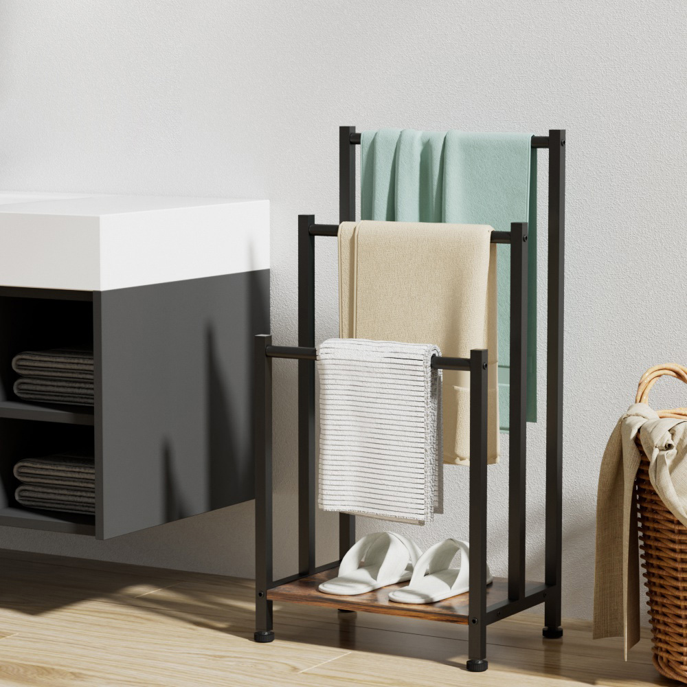 Freestanding 3-Tier Towel Rack with Bathroom Organiser view 5