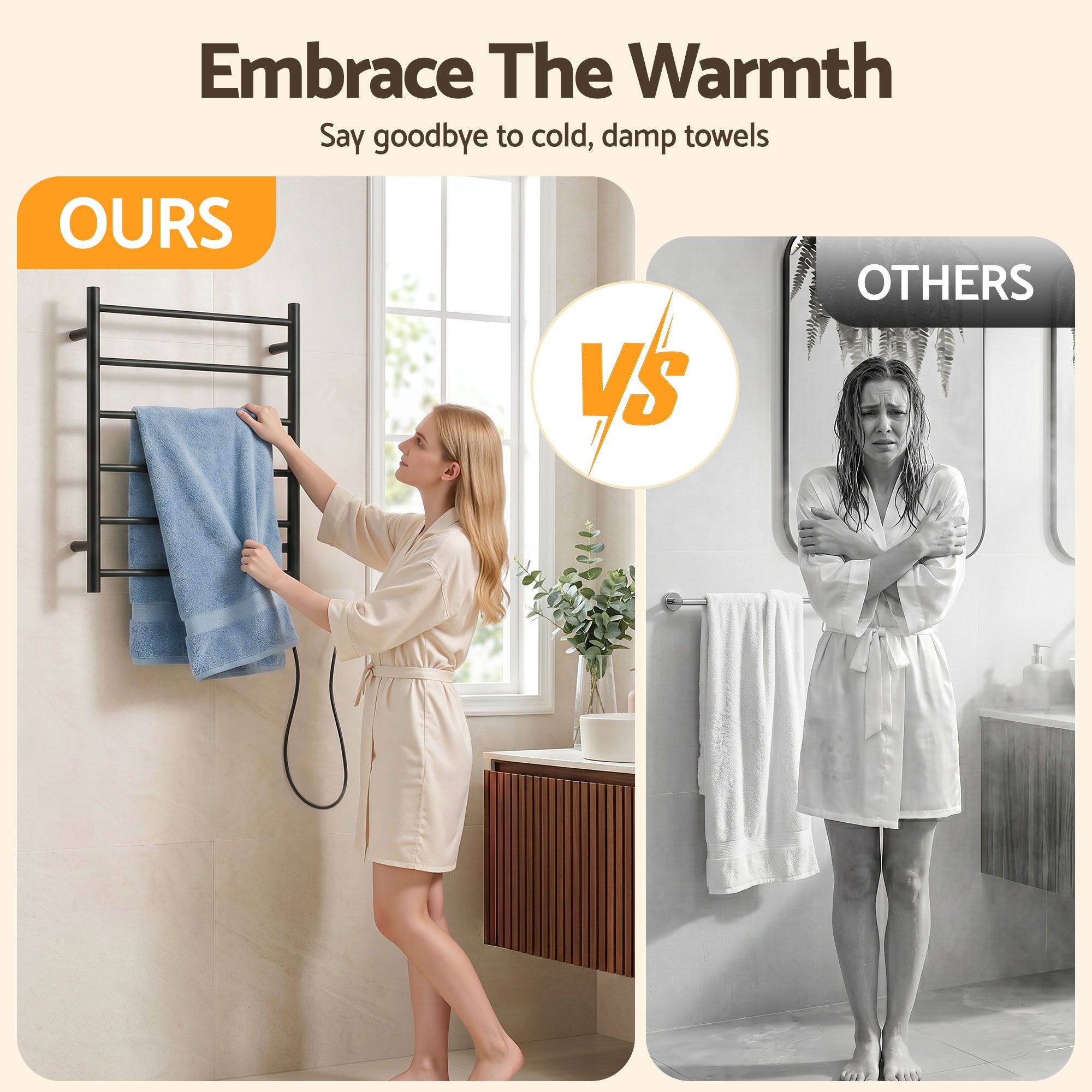 Devanti 5-Bar Wall Mounted Heated Towel Rail view 3