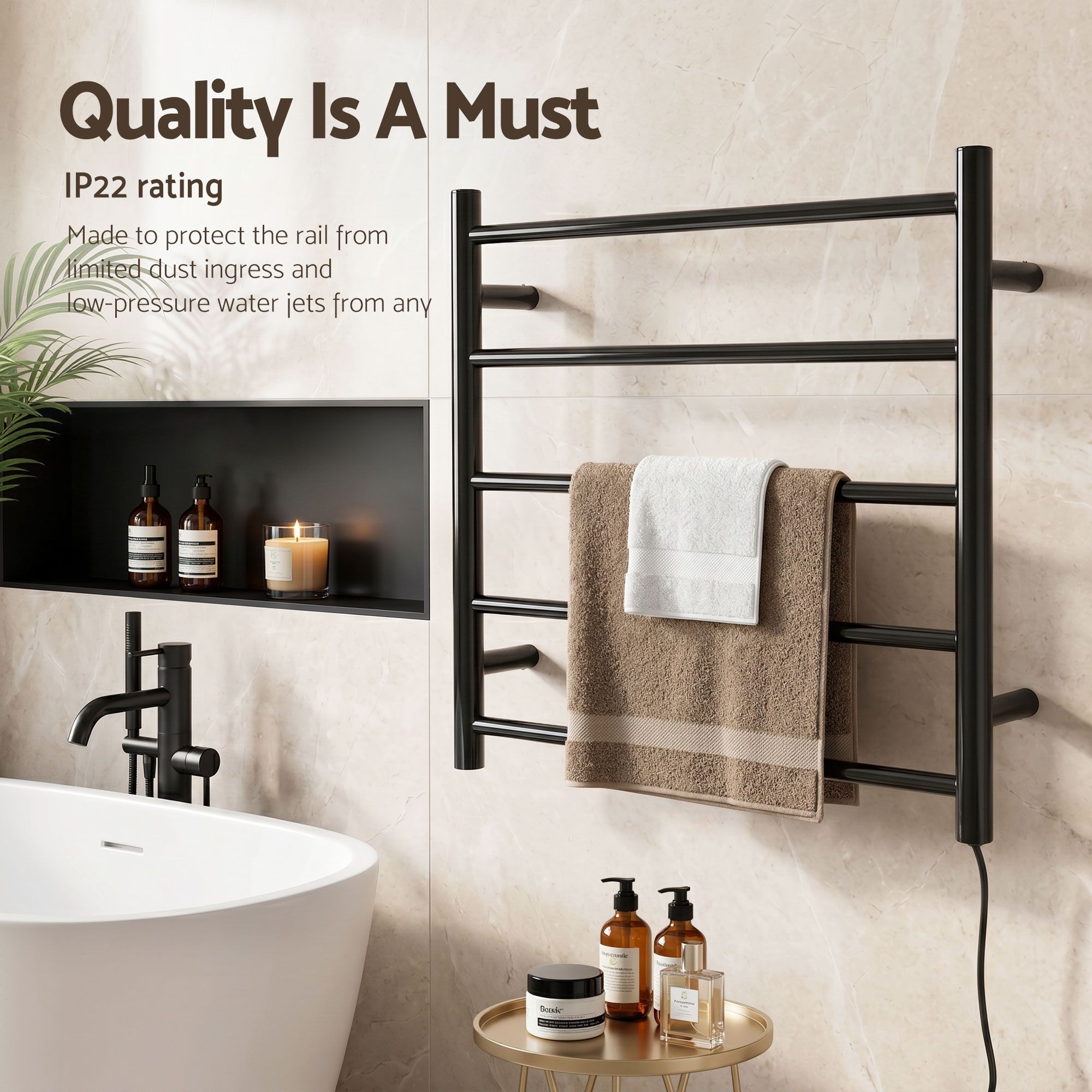 Devanti 5-Bar Wall Mounted Heated Towel Rail view 5