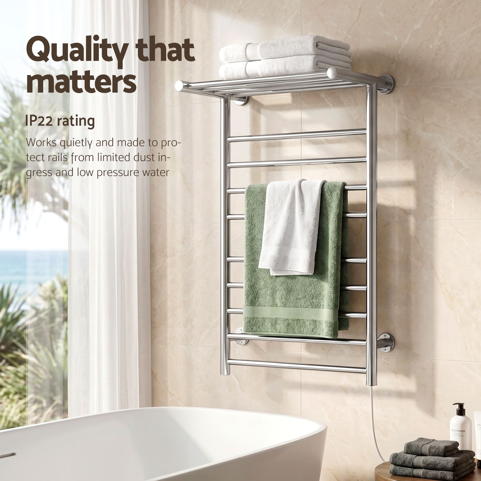 Devanti 14-Bar Wall Mounted Heated Towel Rail view 5