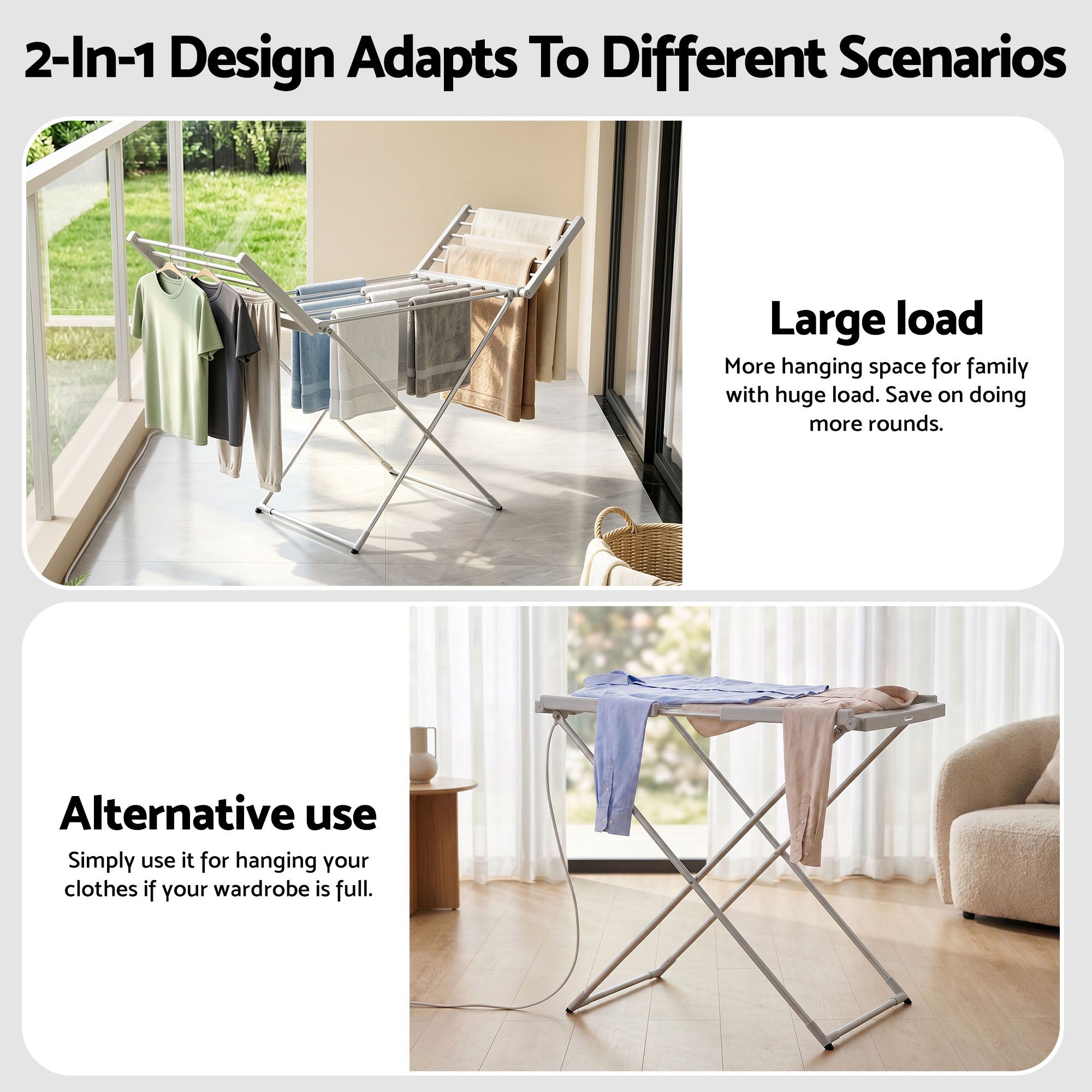 Devanti 18-Bar Heated Towel Rail Fold-Away view 4