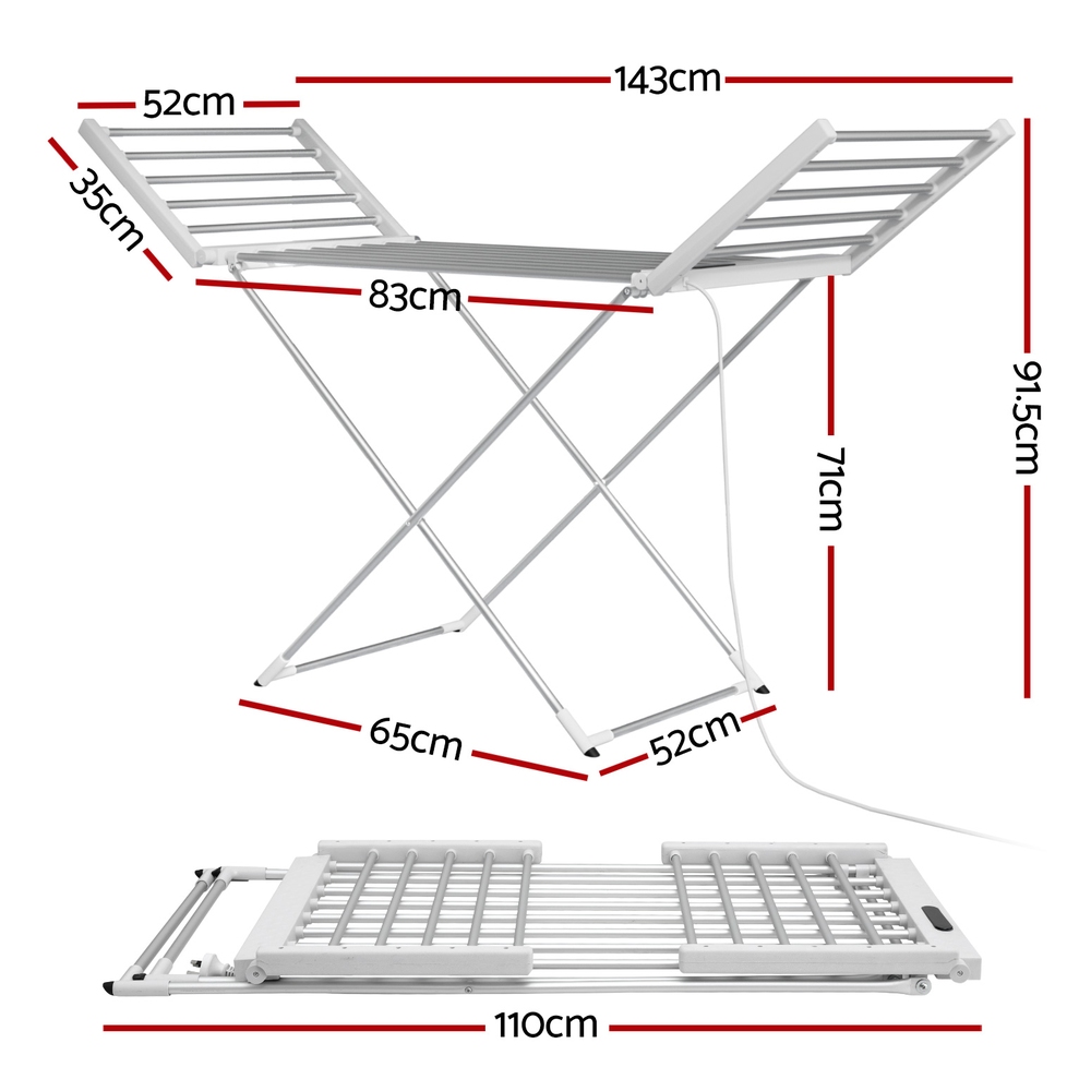 Devanti Foldable Heated Towel Rail with 24H Timer view 2