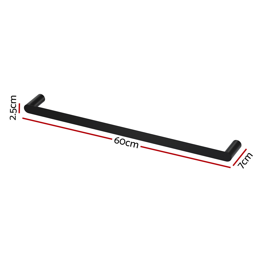 Towel Rail Rack Holder Single 600mm Wall Mounted Steel view 2
