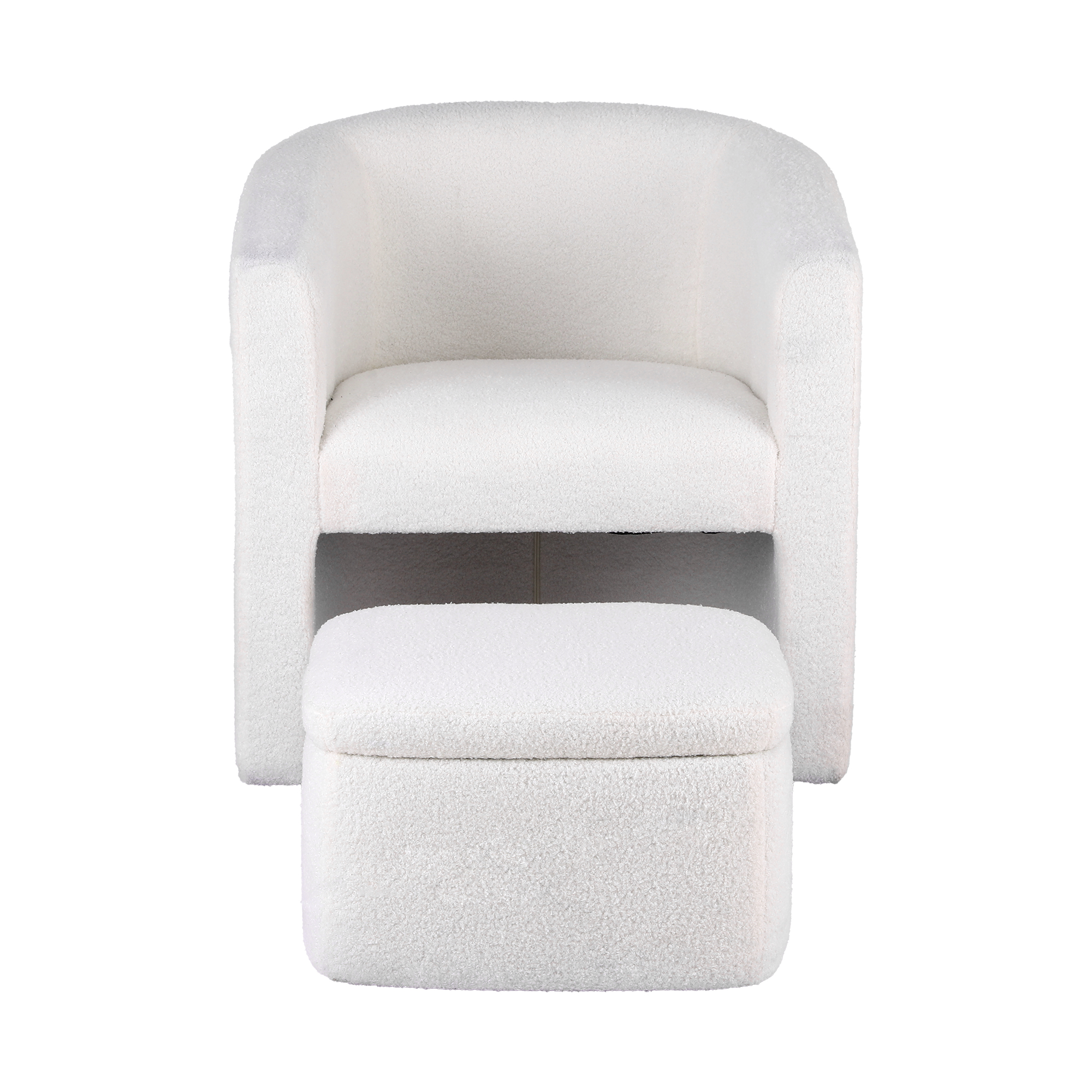 Artiss Boucle Armchair with Storage Ottoman, White view 3