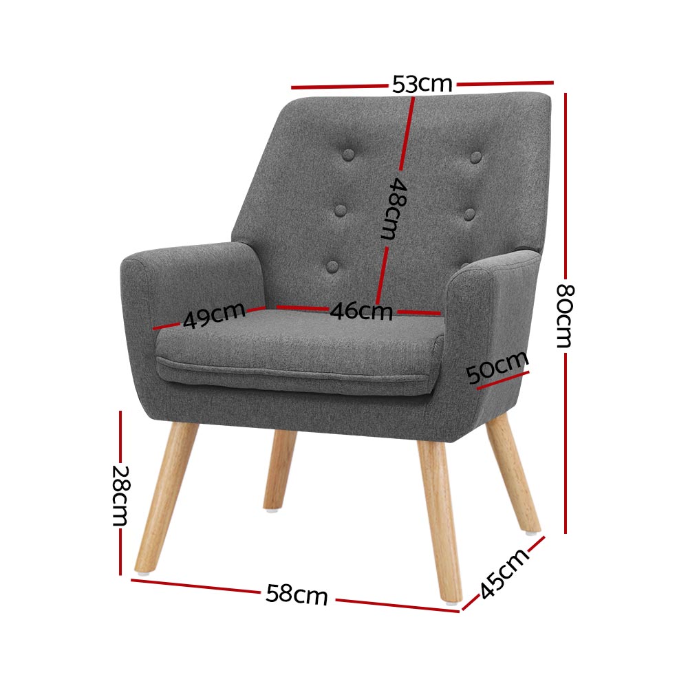 Artiss Anne Linen Armchair in 3 Colours view 2
