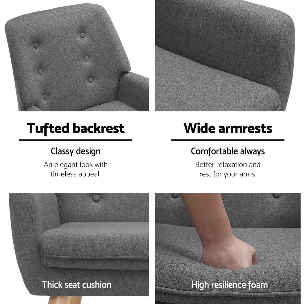 Artiss Anne Linen Armchair in 3 Colours view 3