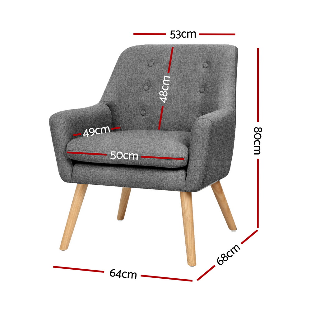 Artiss 2X Accent Tub Chair Anne Armchair view 2