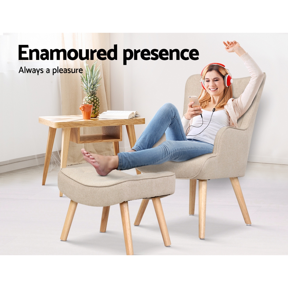 Artiss Lansar Armchair Set with Ottoman, 4 Colours view 4