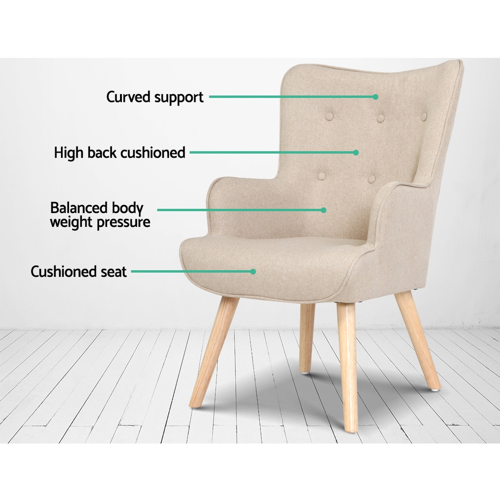 Artiss Lansar Armchair Set with Ottoman, 4 Colours view 5