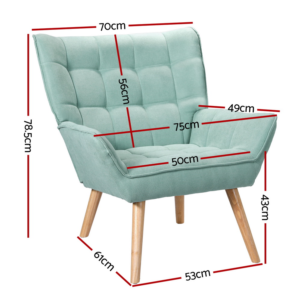 Artiss Linen Fabric Cushion Armchair, 2 Colours view 2