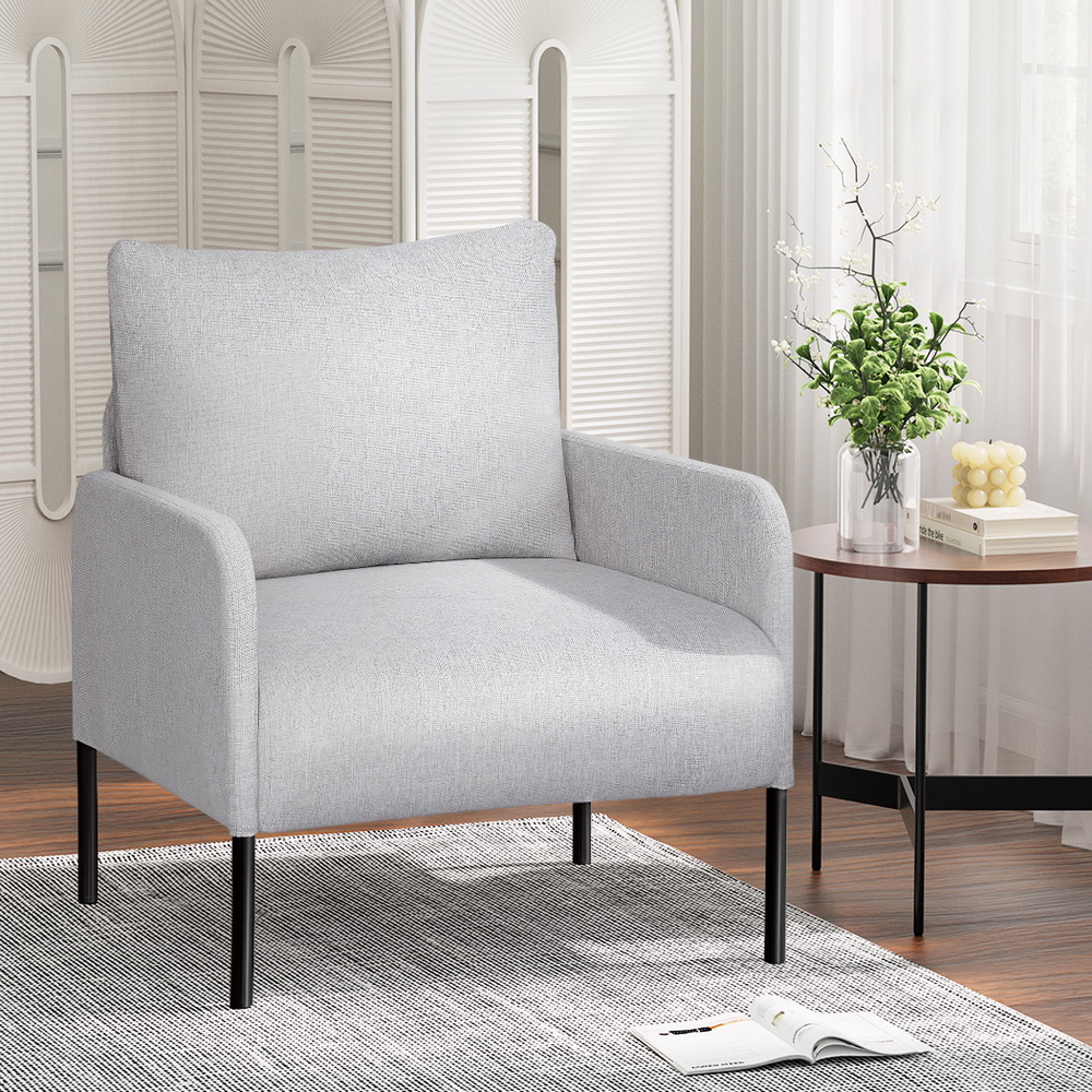 Artiss Fabric Armchair with Pillow, Grey