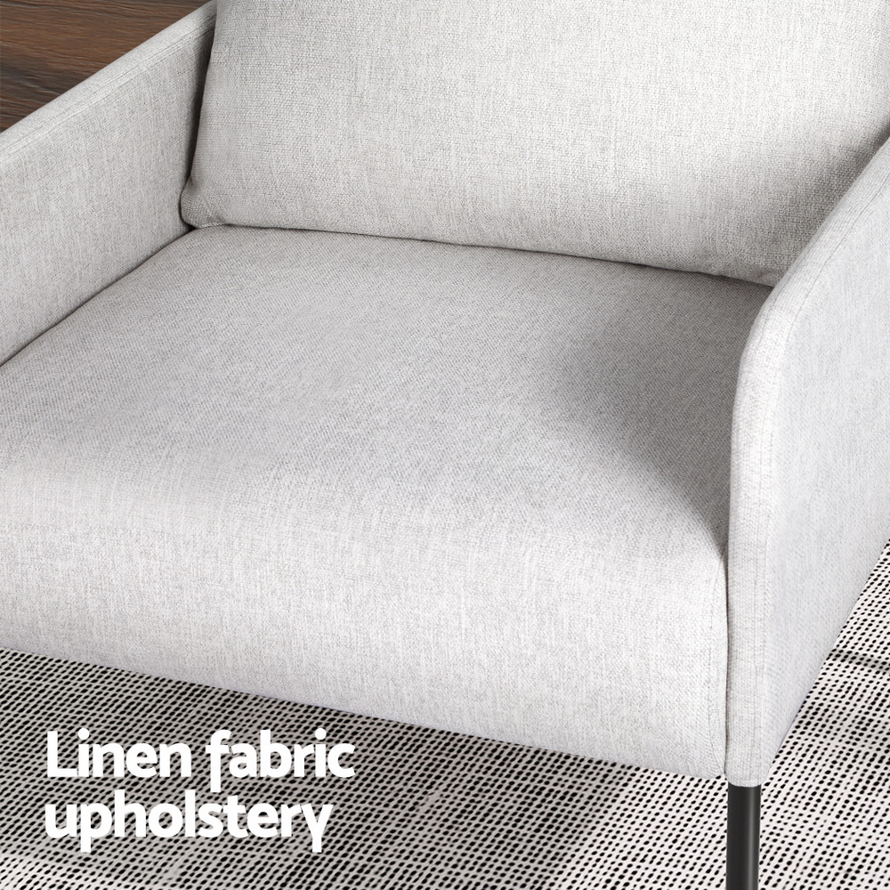 Artiss Fabric Armchair with Pillow, Grey view 4