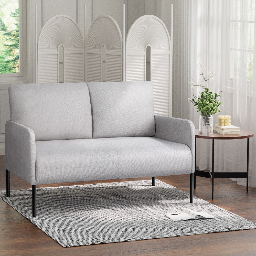 Artiss 2-Seater Sofa Armchair with Pillow, Grey
