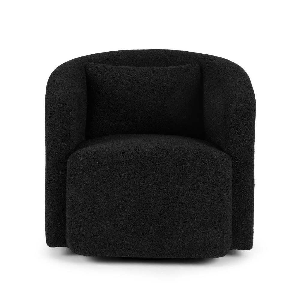 Artiss Round Swivel Armchair Sherpa Fleece Black view 3