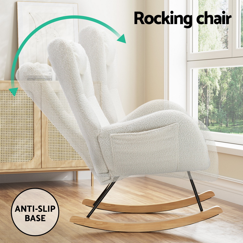 Artiss Rocking Chair Armchair with Pillow in 2 Styles view 5