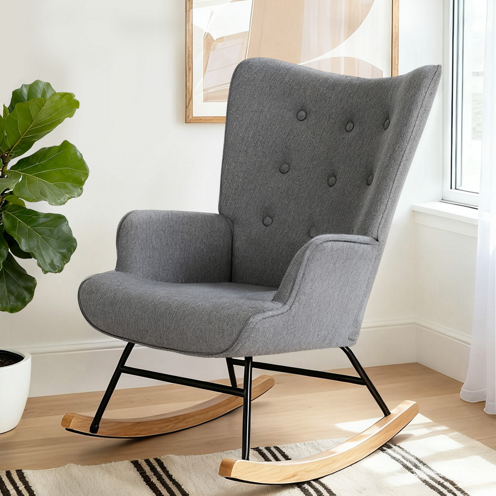 Artiss Linen Rocking Armchair Nursing Chair in 2 Colours
