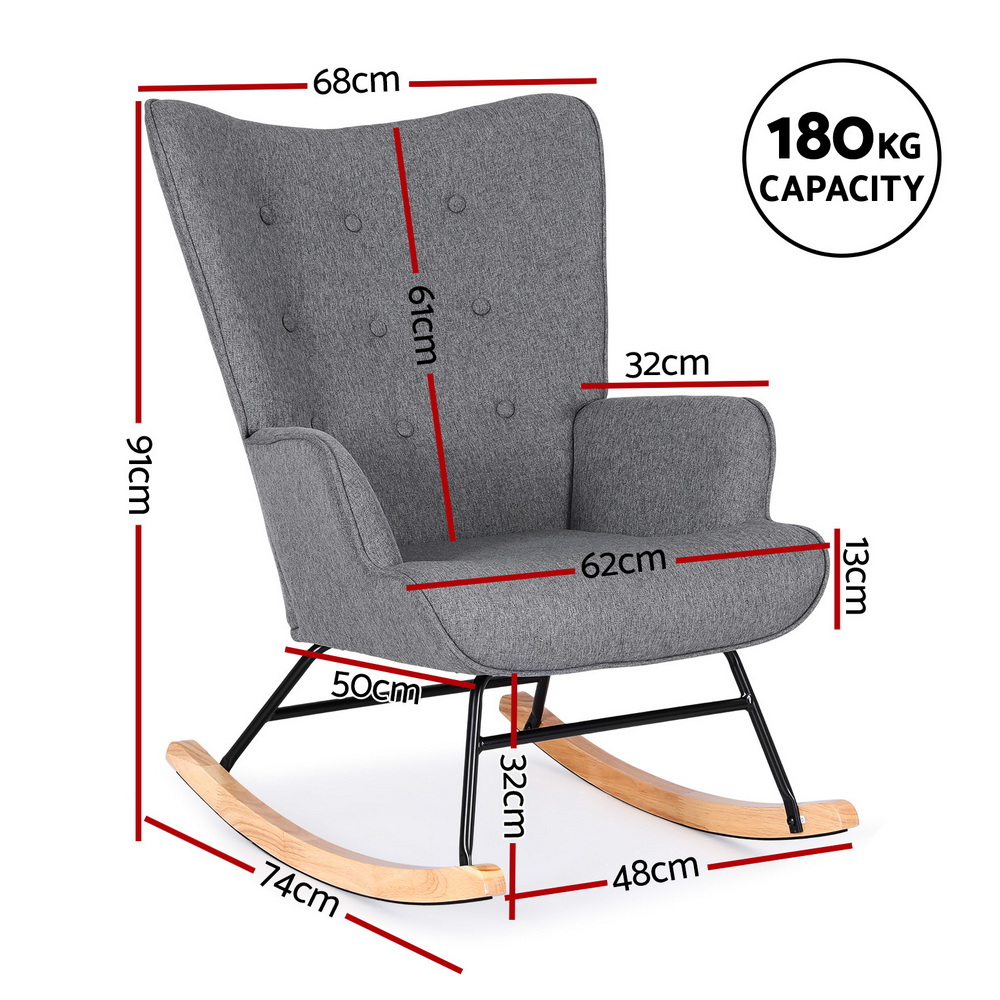 Artiss Linen Rocking Armchair Nursing Chair in 2 Colours view 2