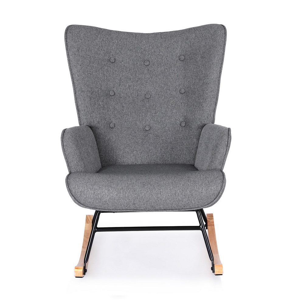 Artiss Linen Rocking Armchair Nursing Chair in 2 Colours view 3