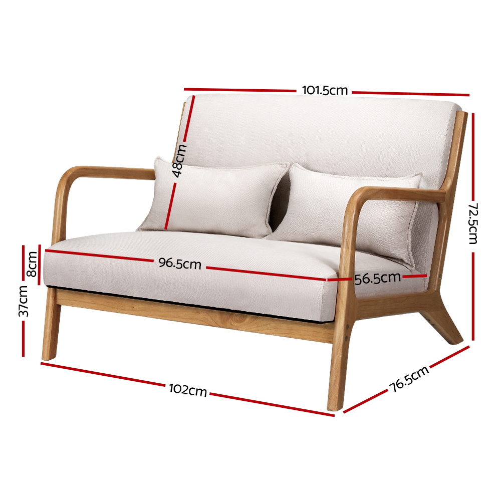 Artiss Loveseat Armchair Beige view 2